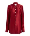 Khaite Auryn Button-down Twill Top In Red