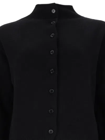 Khaite Button-front Ribbed Knit Turtleneck Cardigan In Black