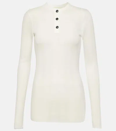 Khaite Fine-ribbed Long-sleeve T-shirt In White
