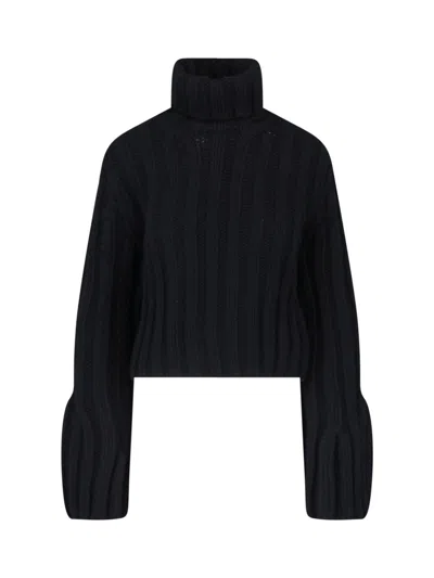 Khaite Cable-knit Turtleneck Sweater In Black
