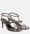 Khaite Leather T-strap Sandals In Grün