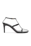 Khaite Black Leather Loop Sandals In Black
