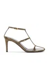 Khaite Leather T-strap Sandals In Dark Olive