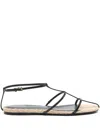 Khaite Cage Raffia And Leather Sandals