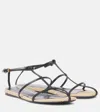 Khaite Cage Raffia And Leather Sandals