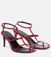 Khaite Leather T-strap Sandals In Fire Red
