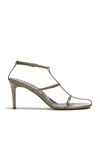 Khaite Leather T-strap Sandals In Green