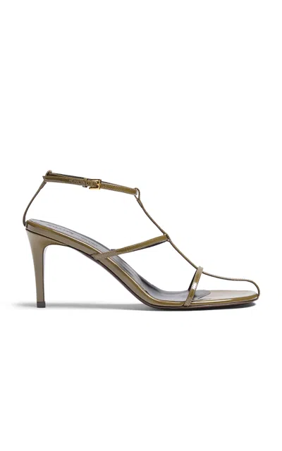 KHAITE CAGE PATENT LEATHER SANDALS