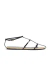 Khaite Cage Raffia And Leather Sandals In Black