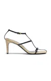 Khaite Cage Raffia And Leather Sandals In Black