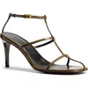 Khaite Leather T-strap Sandals In Dark Olive