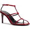 Khaite Leather T-strap Sandals In Fire Red