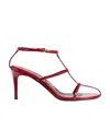 Khaite Leather T-strap Sandals In Red