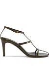 Khaite Black Leather Loop Sandals In Green