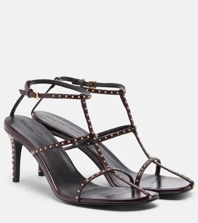 Khaite Cage Studded Leather Sandals In Black