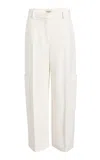 Khaite Caiton Grain De Poudre Wide-leg Pants In White