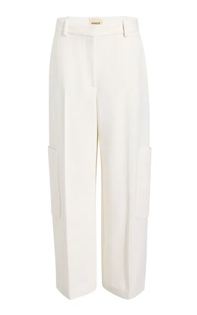 Khaite Caiton High-rise Woven Wide-leg Trousers In White