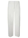 Khaite Classic Viscose Trousers With Hook And Zip Closure In Chalk