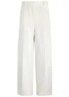 Khaite Classic Viscose Trousers With Hook And Zip Closure In Natural