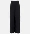 Khaite Caiton High-rise Woven Wide-leg Pants In Black