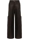 Khaite Wide Leg Cargo Trousers With Multiple Pockets In Brown