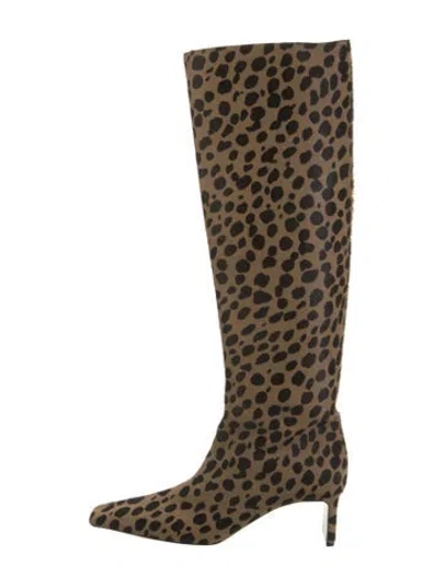 Pre-owned Khaite Calf Hair Animal Print Boots W/ Tags In Brown