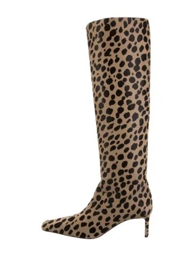 Pre-owned Khaite Calf Hair Animal Print Boots W/ Tags In Neutrals