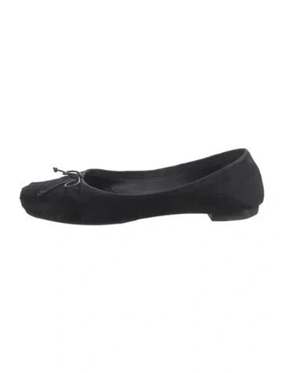 Pre-owned Khaite Calf Hair Bow Accents Ballet Flats In Black