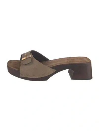 Pre-owned Khaite Calf Hair Leather Trim Embellishment Slides In Brown