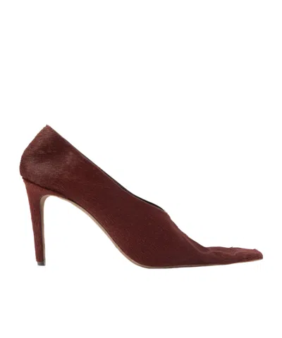 Khaite Marlene 85 Calf Hair Pumps In Burgundy
