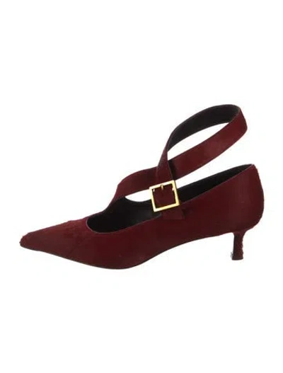 Pre-owned Khaite Calf Hair Slingback Pumps In Burgundy