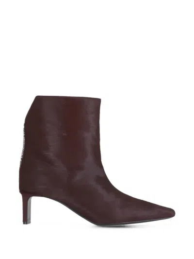 Khaite Calf-hair Square-toe Ankle Boots In Brown