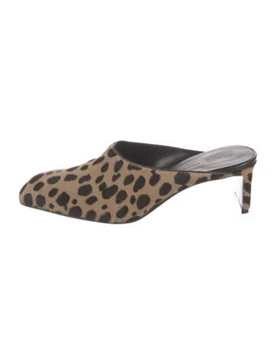 Pre-owned Khaite Calfskin Animal Print Mules In Black