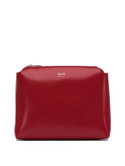 Khaite Calfskin Crossbody Bag With Glossy Finish In Red