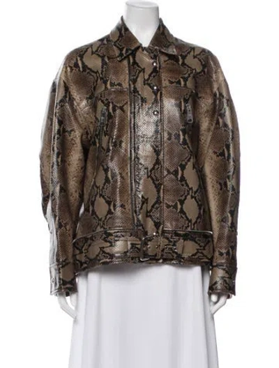 Pre-owned Khaite Calfskin Printed Jacket In Brown