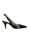 Khaite River Crinkled Leather Slingback Pumps In Black