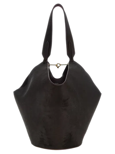 Khaite Calfskin With Pile Finish Tote Bag In Brown