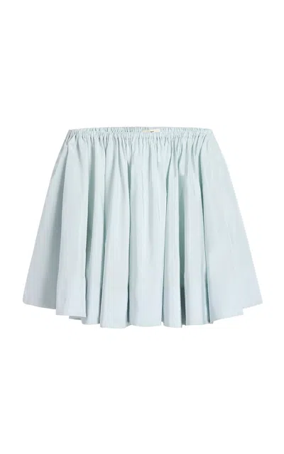 Khaite Cali Gathered Silk Mini Skirt In Blue