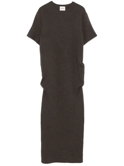 Khaite Callas Midi Dress In Brown