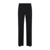 Khaite Straight Leg Black Viscose Pants With Concealed Fastening In Black