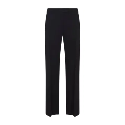 Khaite Straight Leg Black Viscose Pants With Concealed Fastening