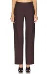 Khaite Callen Wool-blend Trousers In Burgundy
