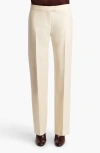 Khaite Callen Tapered Faille Straight Leg Pants In Neutral