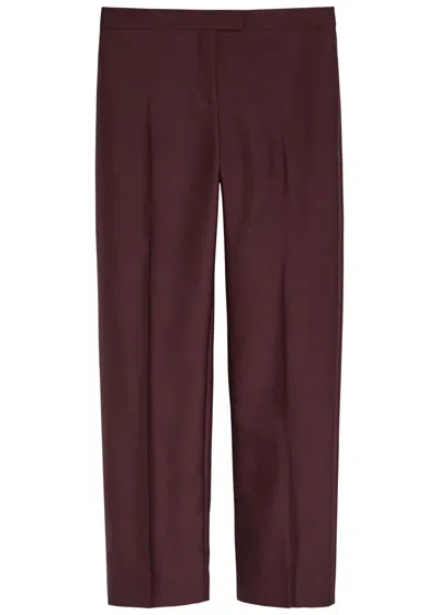 Khaite Callen Wool-blend Trousers In Burgundy