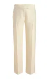 Khaite Callen Wool-silk Faille Straight-leg Pants In Off-white
