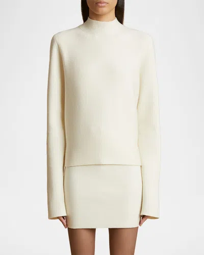 Khaite Calliope Knitted Wool Blend Top In White