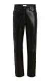 Khaite Callum Mid-rise Leather Straight-leg Pants In Black