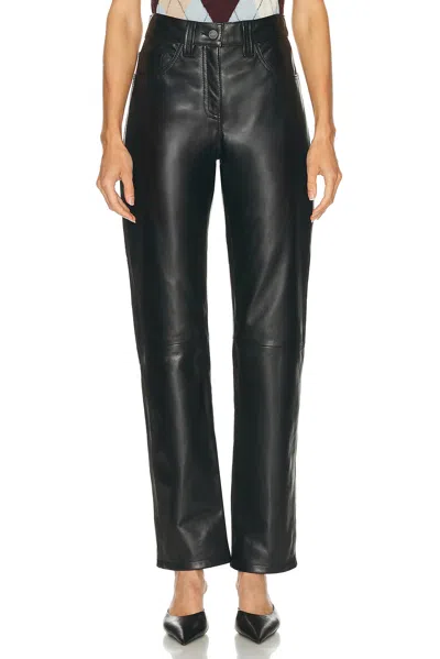 Khaite Callum Mid-rise Leather Straight-leg Pants In Black
