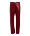 Khaite Womens Garnet Callum Straight-leg Leather Trousers In Burgundy
