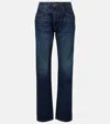 Khaite Kerrie Mid Rise Straight Jeans In Blue
